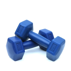 [DMBL-PLSTK-DS1110] Delta 1 Kg x 2 Adet Köşeli Mavi Plastik Dambıl Ağırlık Seti